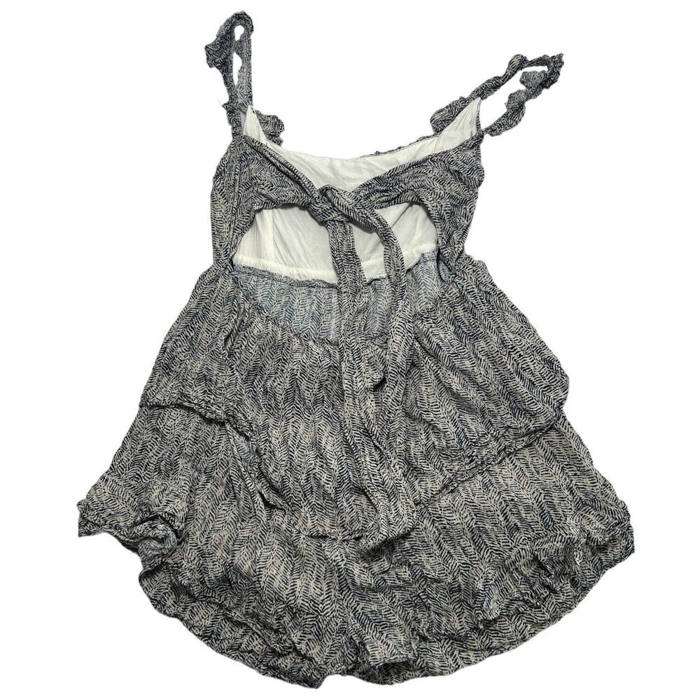 Anthropologie Mable Romper Size L Black Cream Smocked Ruffle Strap Open Back Bow - Picture 7 of 14